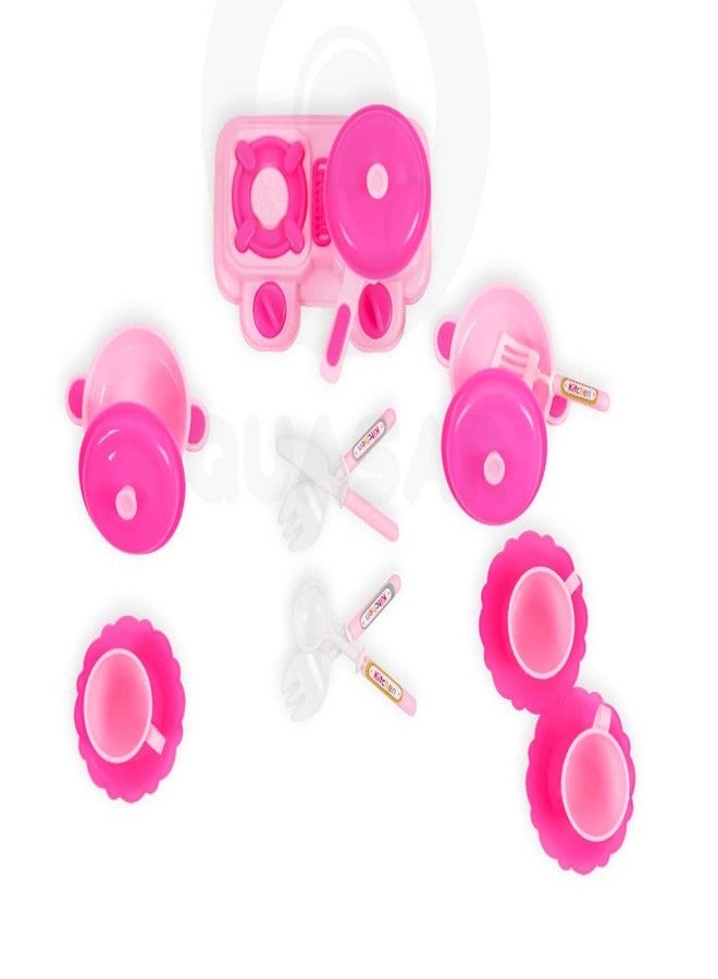 Quasar Little Chief Kitchen Pink Set Mini Kitchen Set Cooking Cookware Accessories for Kids Pretend Play Set Best Gift Your Children (Little Chief Kitchen Pink Set) - Image 3
